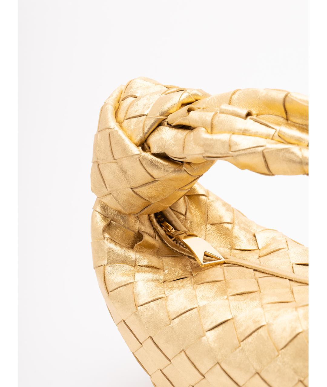 BOTTEGA VENETA Золотая кожаная сумка с короткими ручками, фото 4