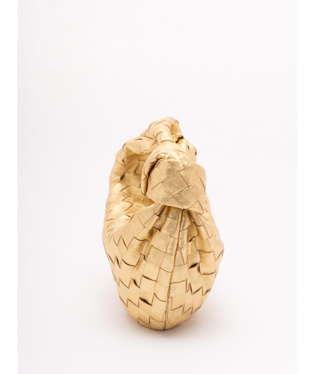 BOTTEGA VENETA Золотая кожаная сумка с короткими ручками, фото 3