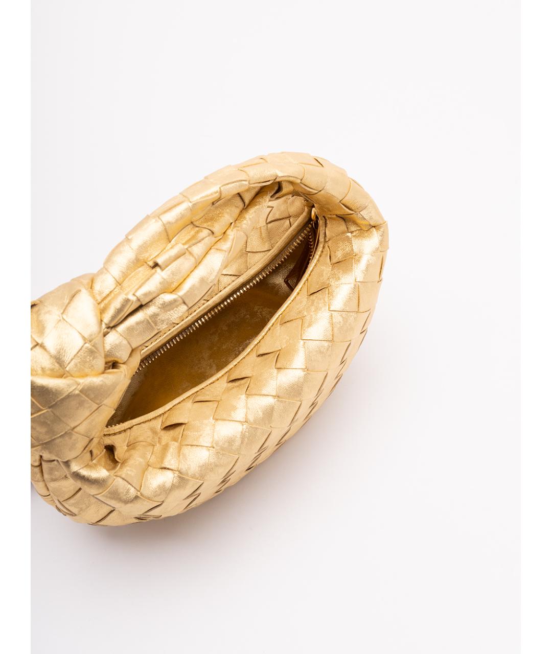 BOTTEGA VENETA Золотая кожаная сумка с короткими ручками, фото 5