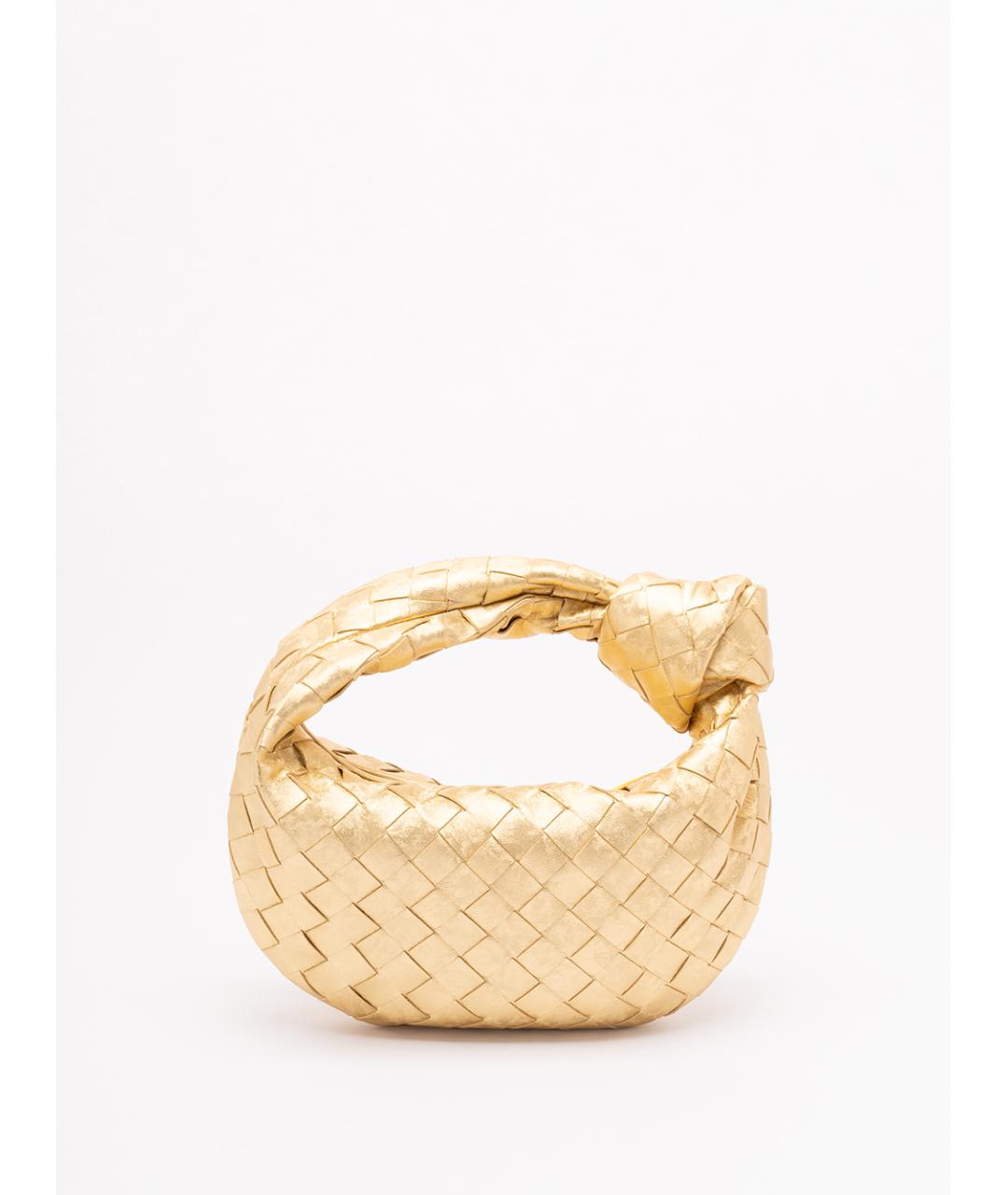 BOTTEGA VENETA Золотая кожаная сумка с короткими ручками, фото 2
