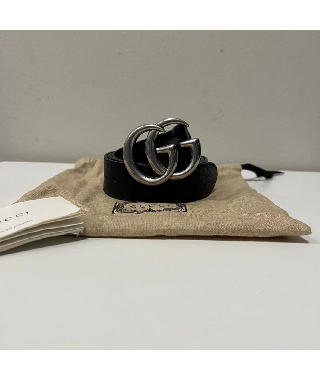 GUCCI Черный кожаный ремень, фото 2