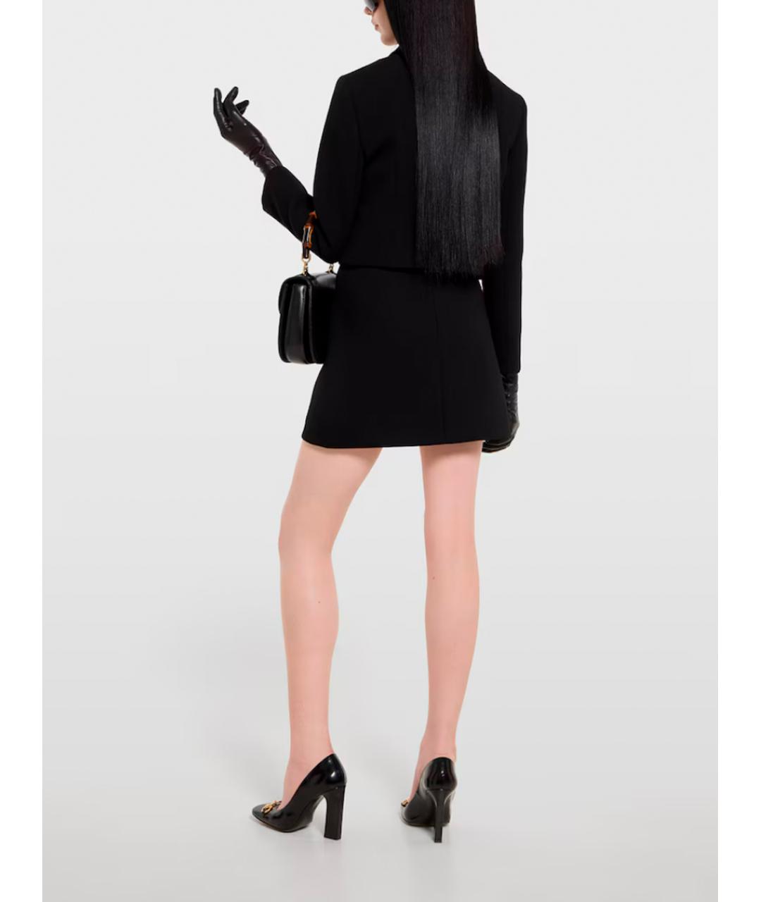 GUCCI Черная шерстяная юбка мини, фото 4