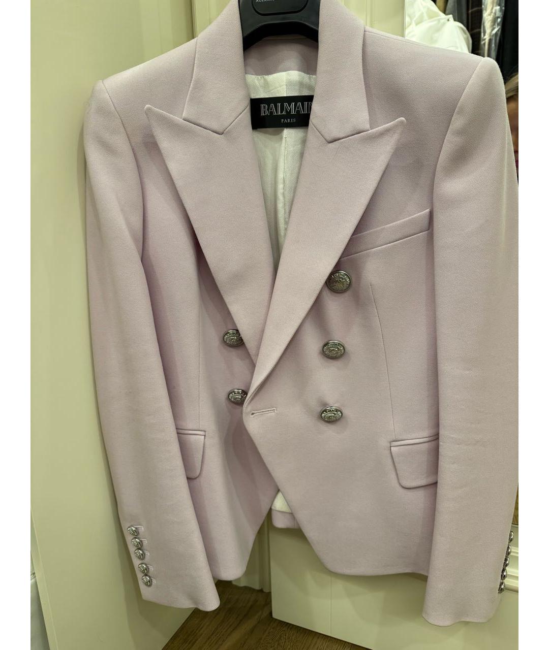 BALMAIN Фиолетовый шерстяной пиджак, фото 4