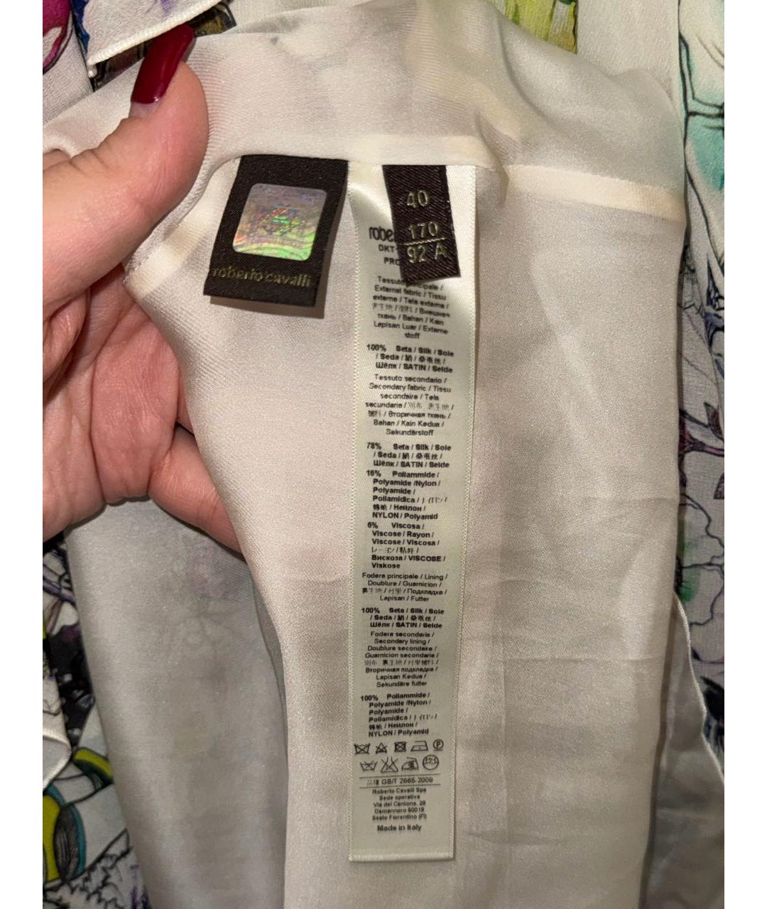 ROBERTO CAVALLI Мульти шелковое коктейльное платье, фото 7