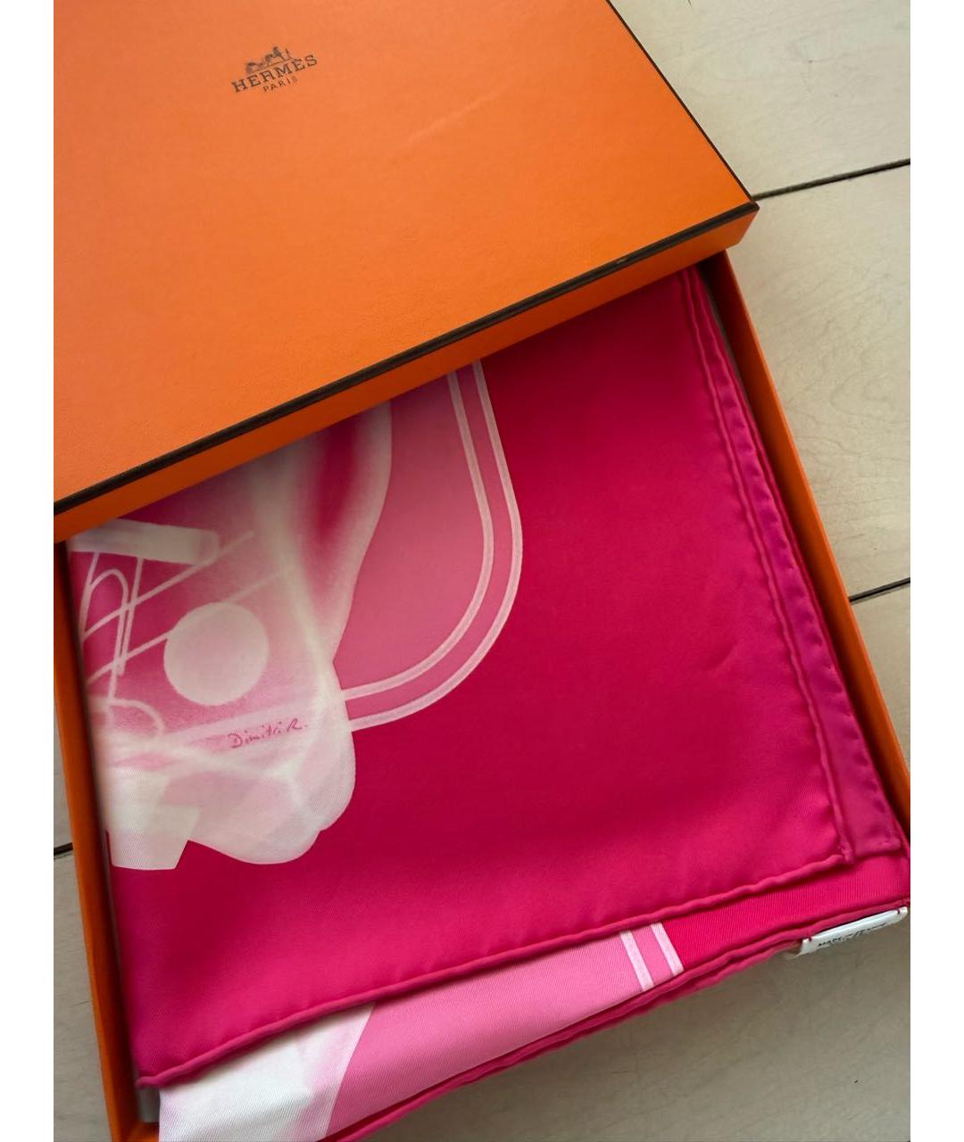 HERMES Фуксия шелковый платок, фото 2