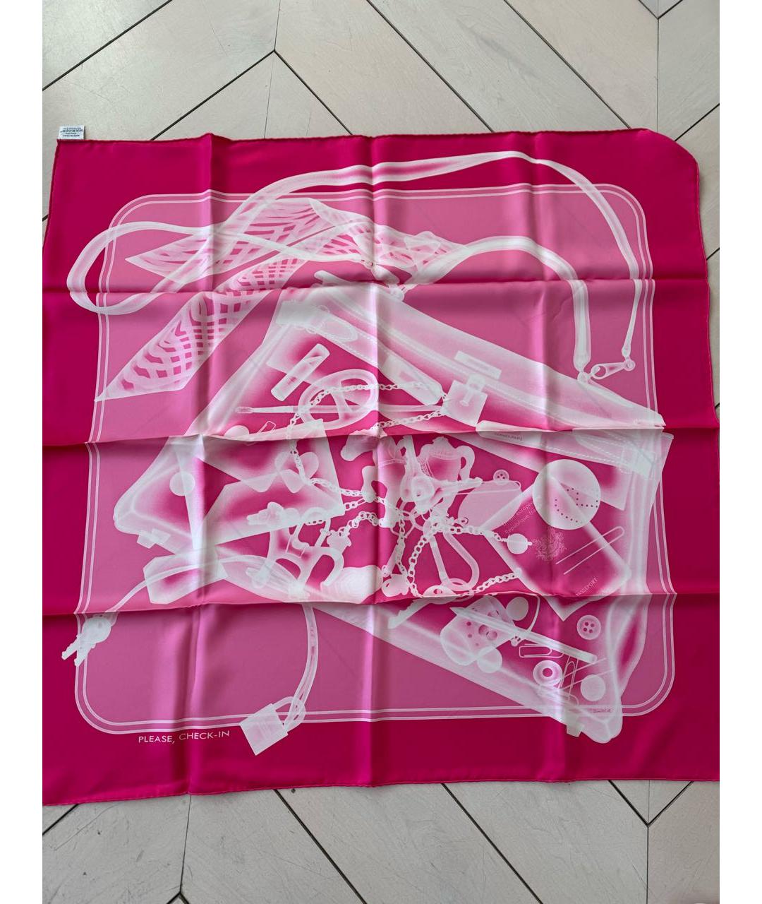 HERMES Фуксия шелковый платок, фото 7