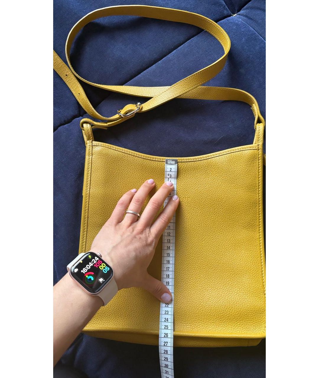 LONGCHAMP Горчичная кожаная сумка через плечо, фото 4