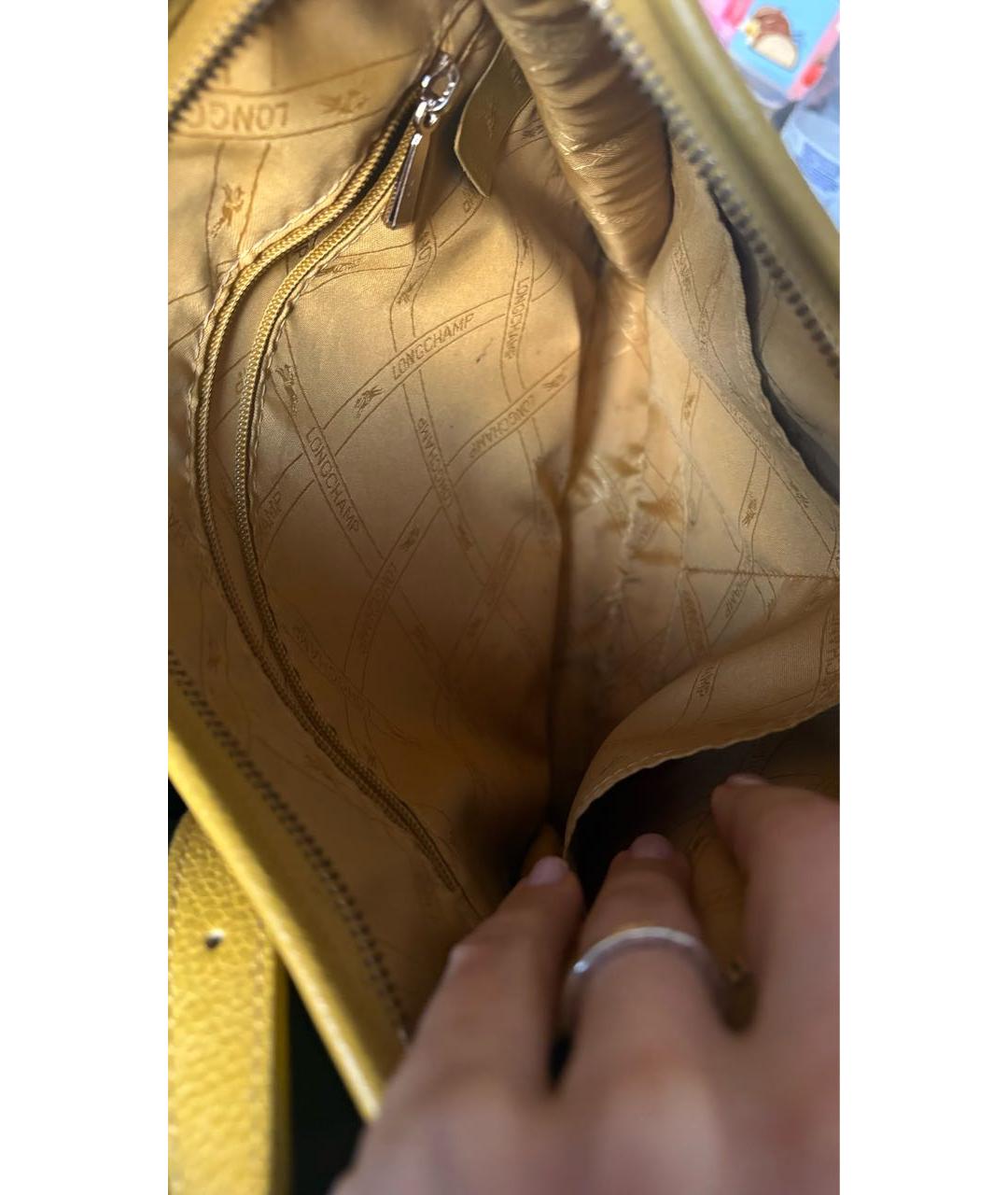 LONGCHAMP Горчичная кожаная сумка через плечо, фото 5