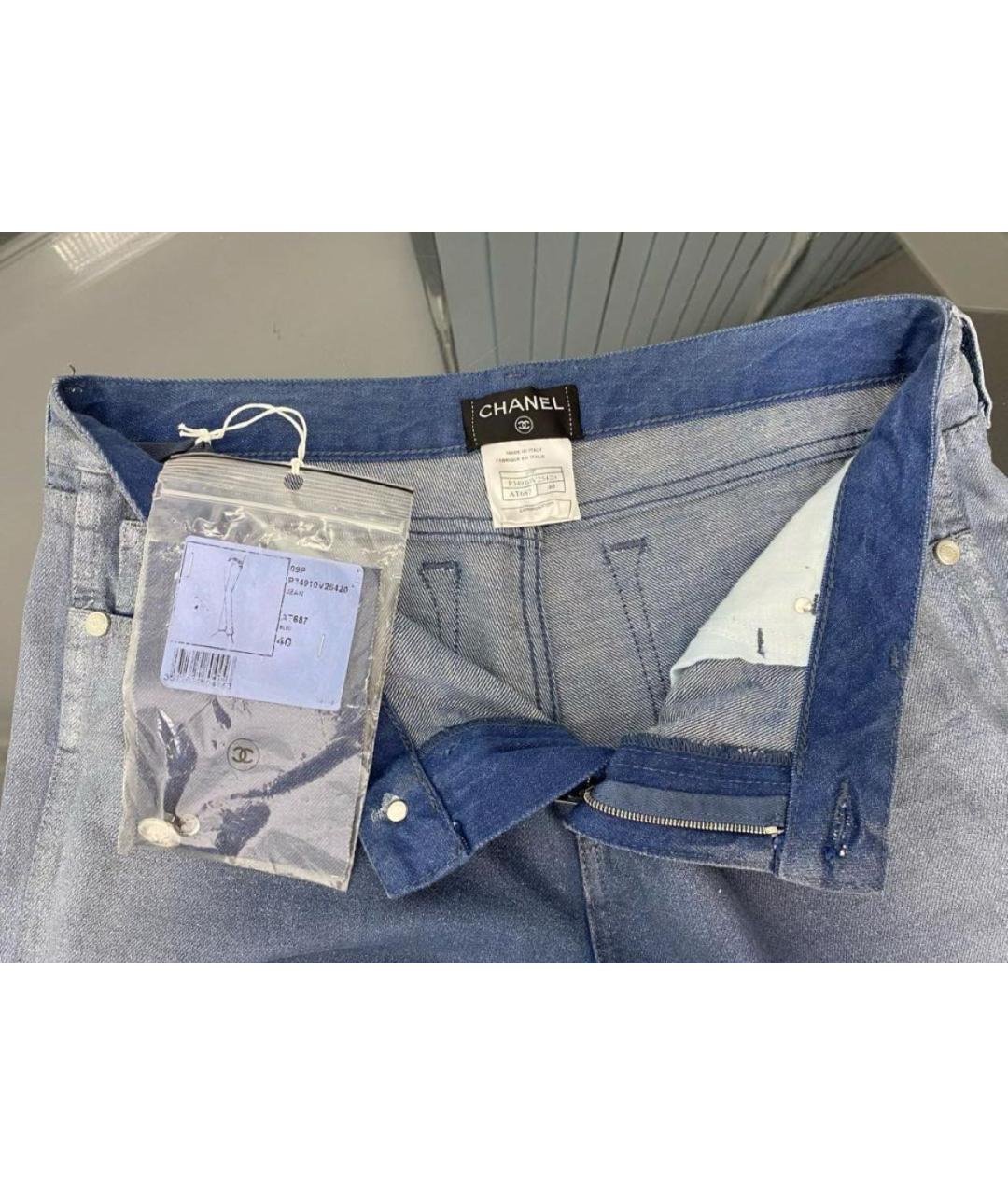CHANEL Голубые хлопковые прямые джинсы, фото 3