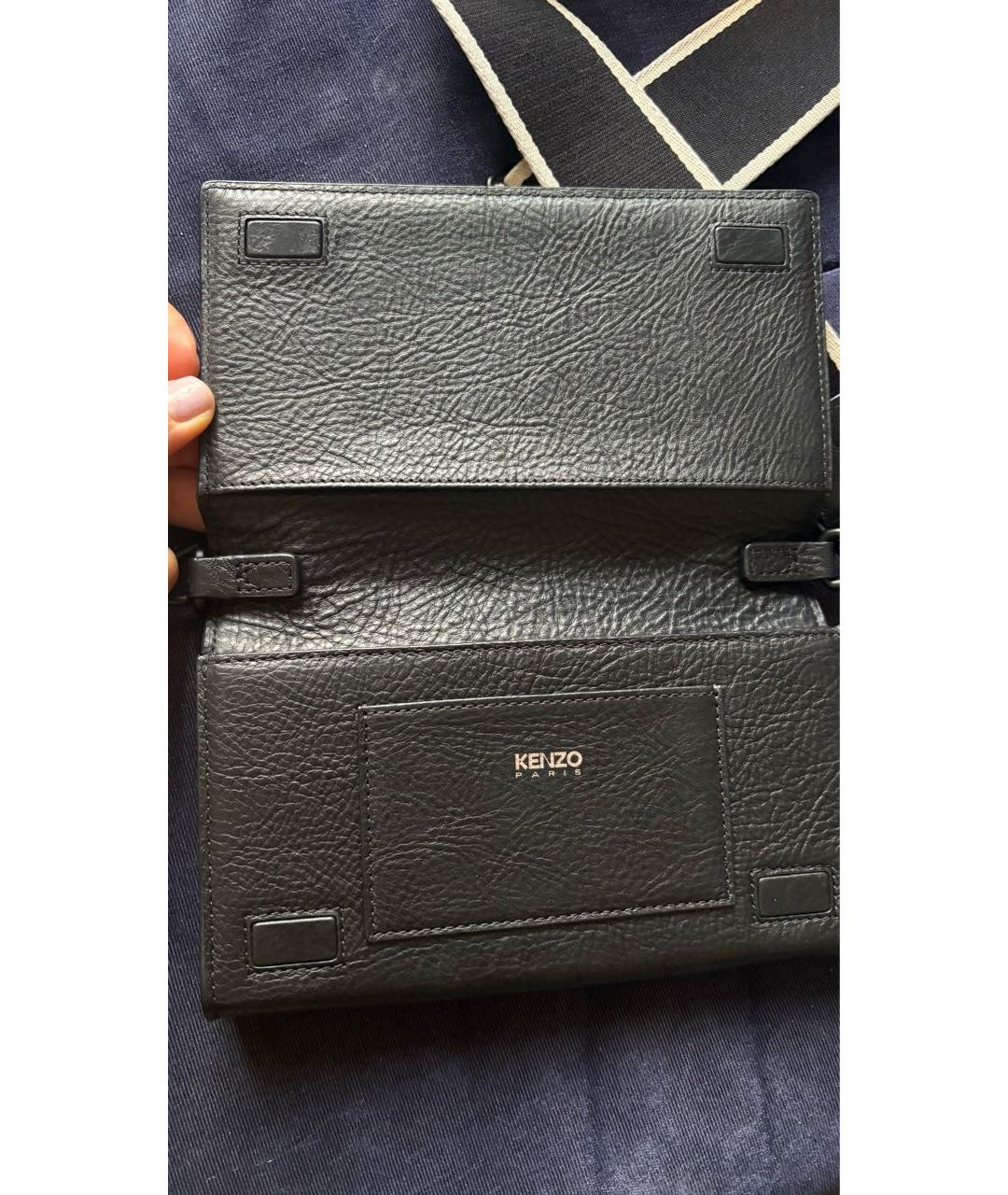 KENZO Черная кожаная сумка через плечо, фото 3