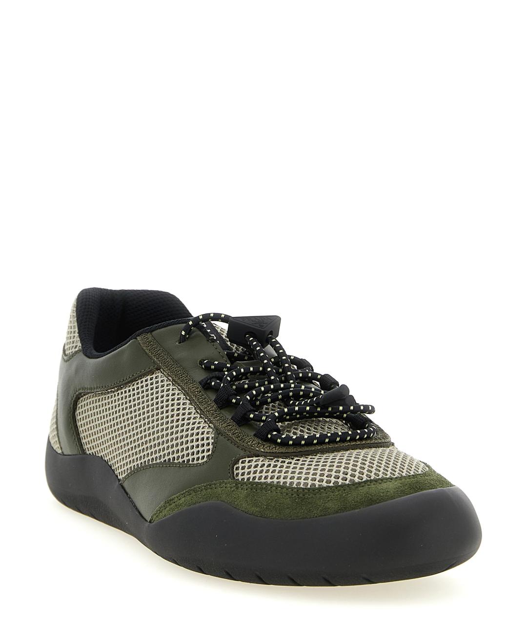 PRADA Зеленые кожаные низкие кроссовки / кеды, фото 2