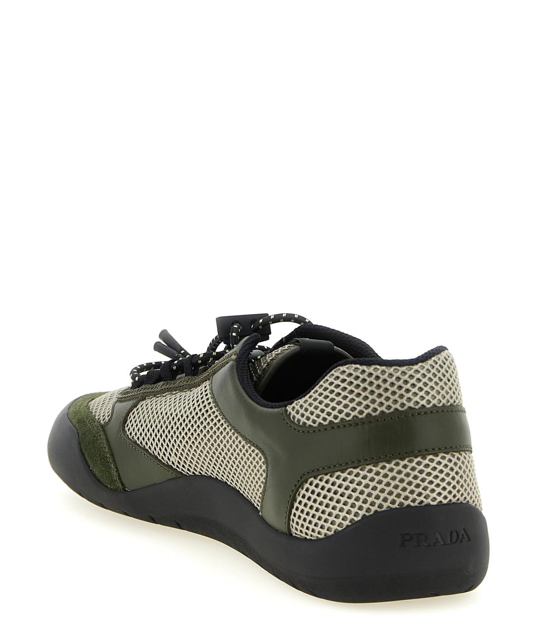 PRADA Зеленые кожаные низкие кроссовки / кеды, фото 3