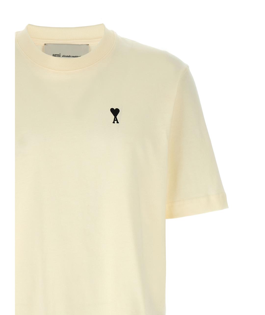 Ami Paris Бежевая хлопковая футболка, фото 3