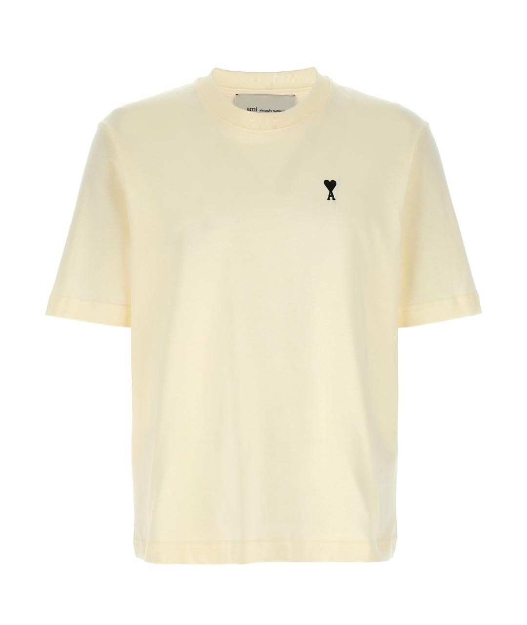 Ami Paris Бежевая хлопковая футболка, фото 1