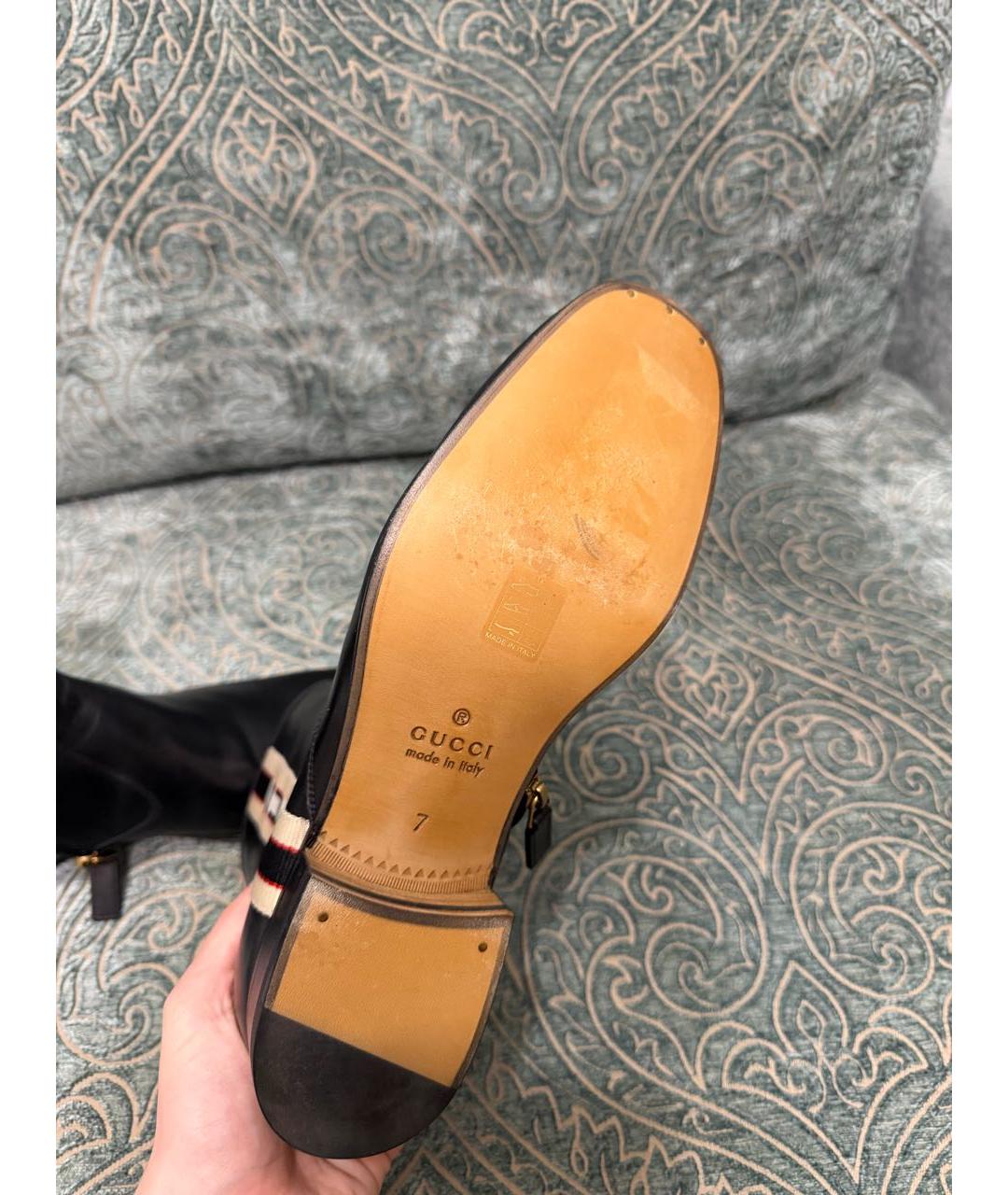 GUCCI Черные кожаные высокие ботинки, фото 5