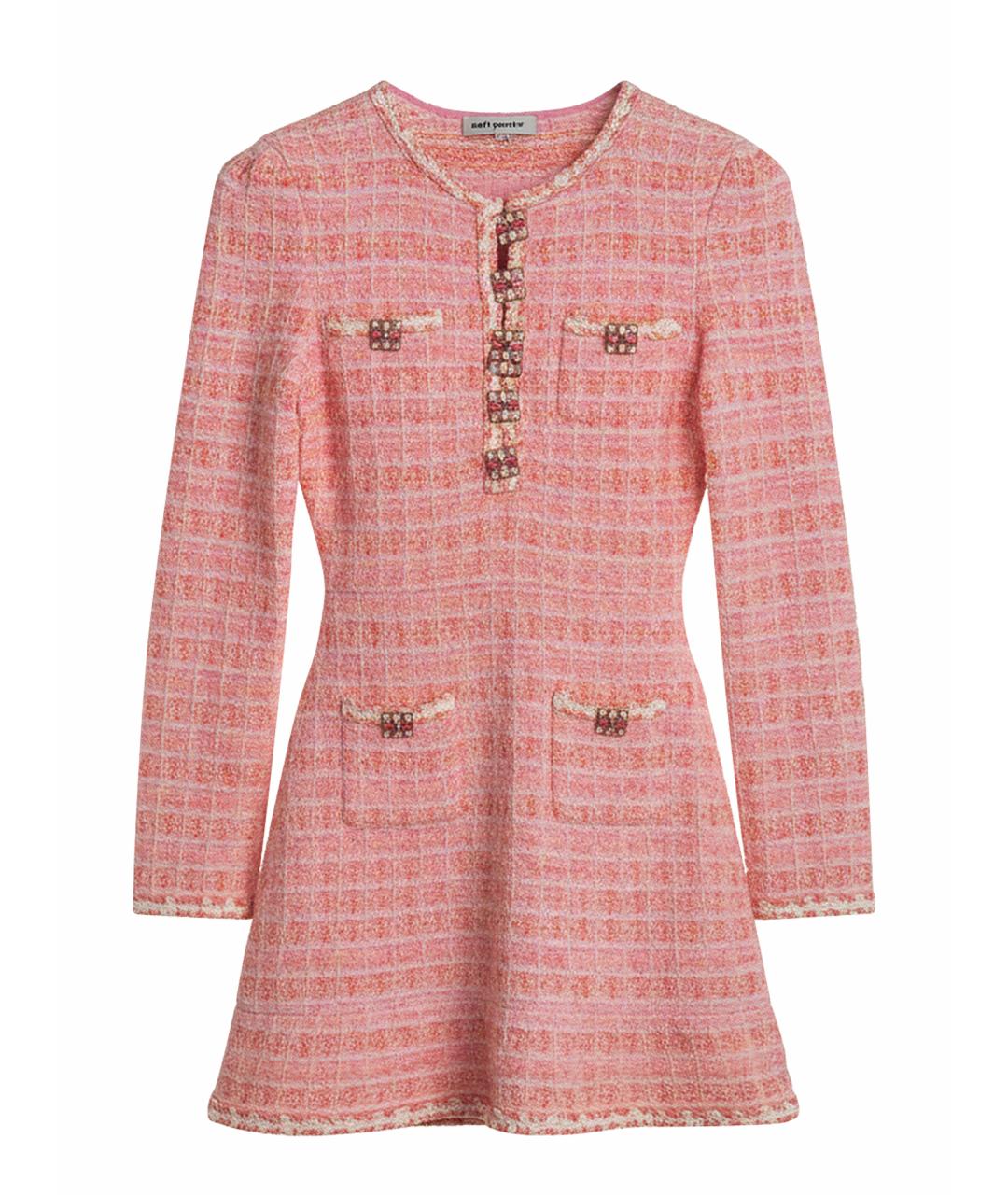 SELF-PORTRAIT Коралловое твидовое коктейльное платье, фото 1