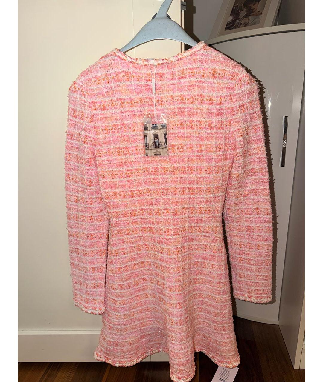 SELF-PORTRAIT Коралловое твидовое коктейльное платье, фото 2