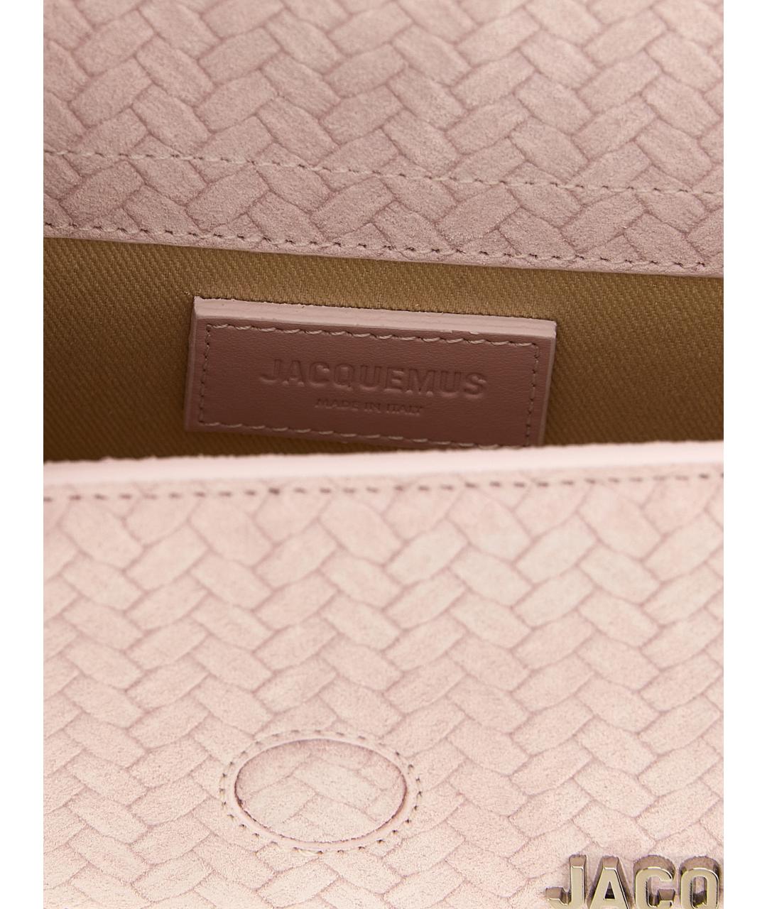 JACQUEMUS Розовая замшевая сумка через плечо, фото 4