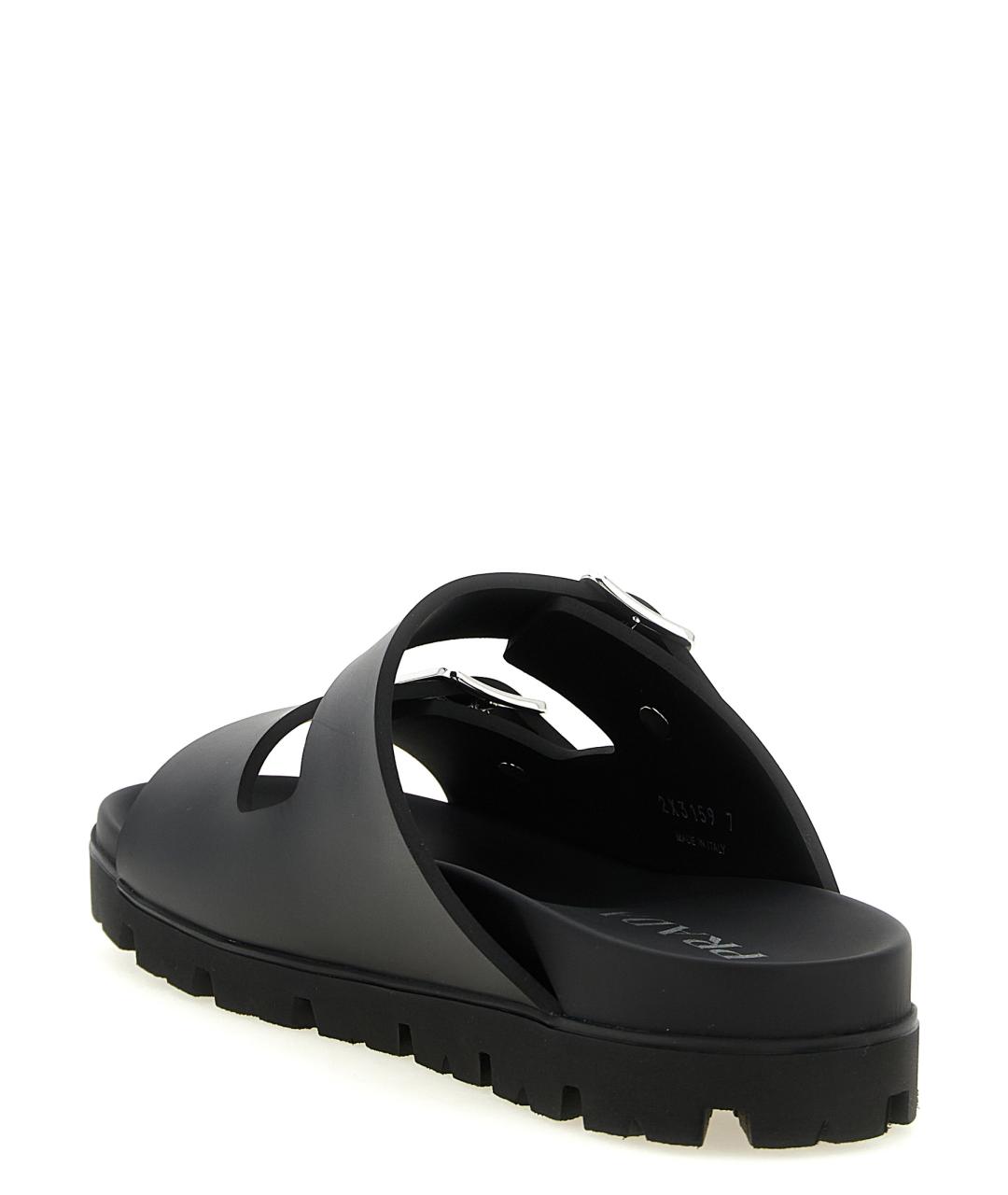 PRADA Черные резиновые шлепанцы, фото 3