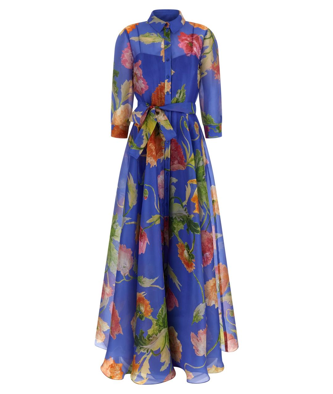 CAROLINA HERRERA Синее шелковое повседневное платье, фото 1