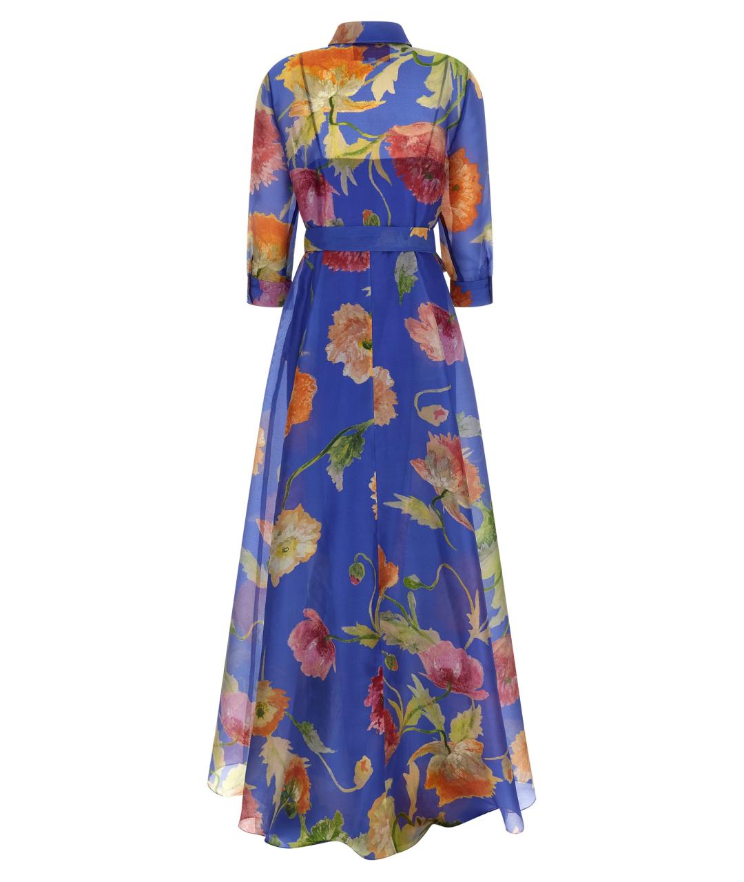 CAROLINA HERRERA Синее шелковое повседневное платье, фото 2