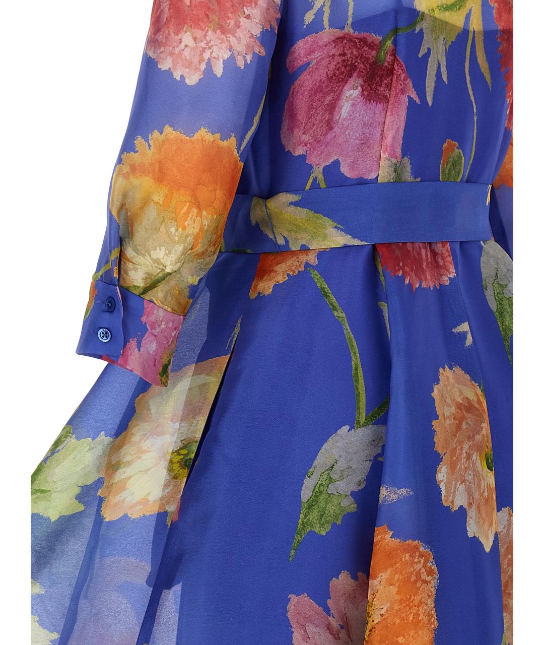 CAROLINA HERRERA Синее шелковое повседневное платье, фото 4