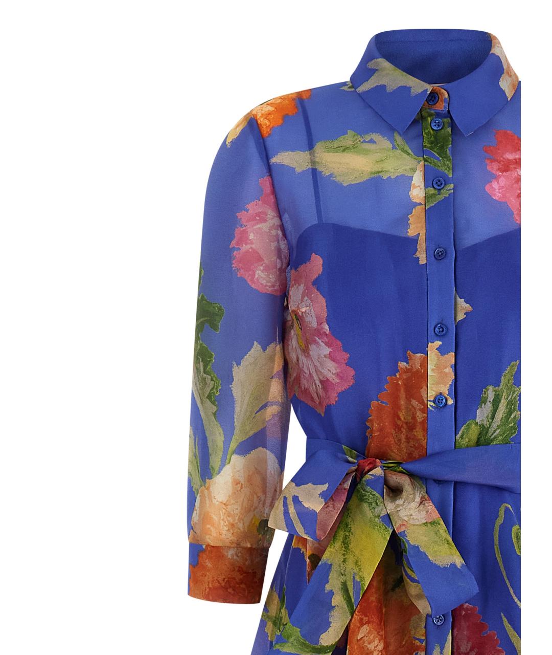 CAROLINA HERRERA Синее шелковое повседневное платье, фото 3