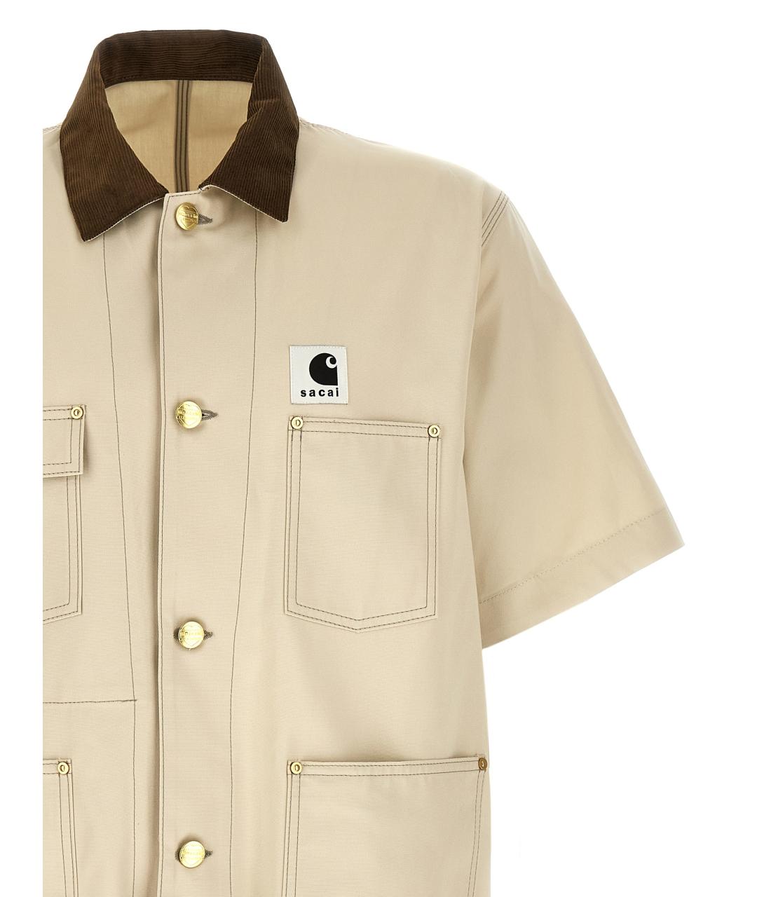 SACAI Бежевая хлопковая кэжуал рубашка, фото 3