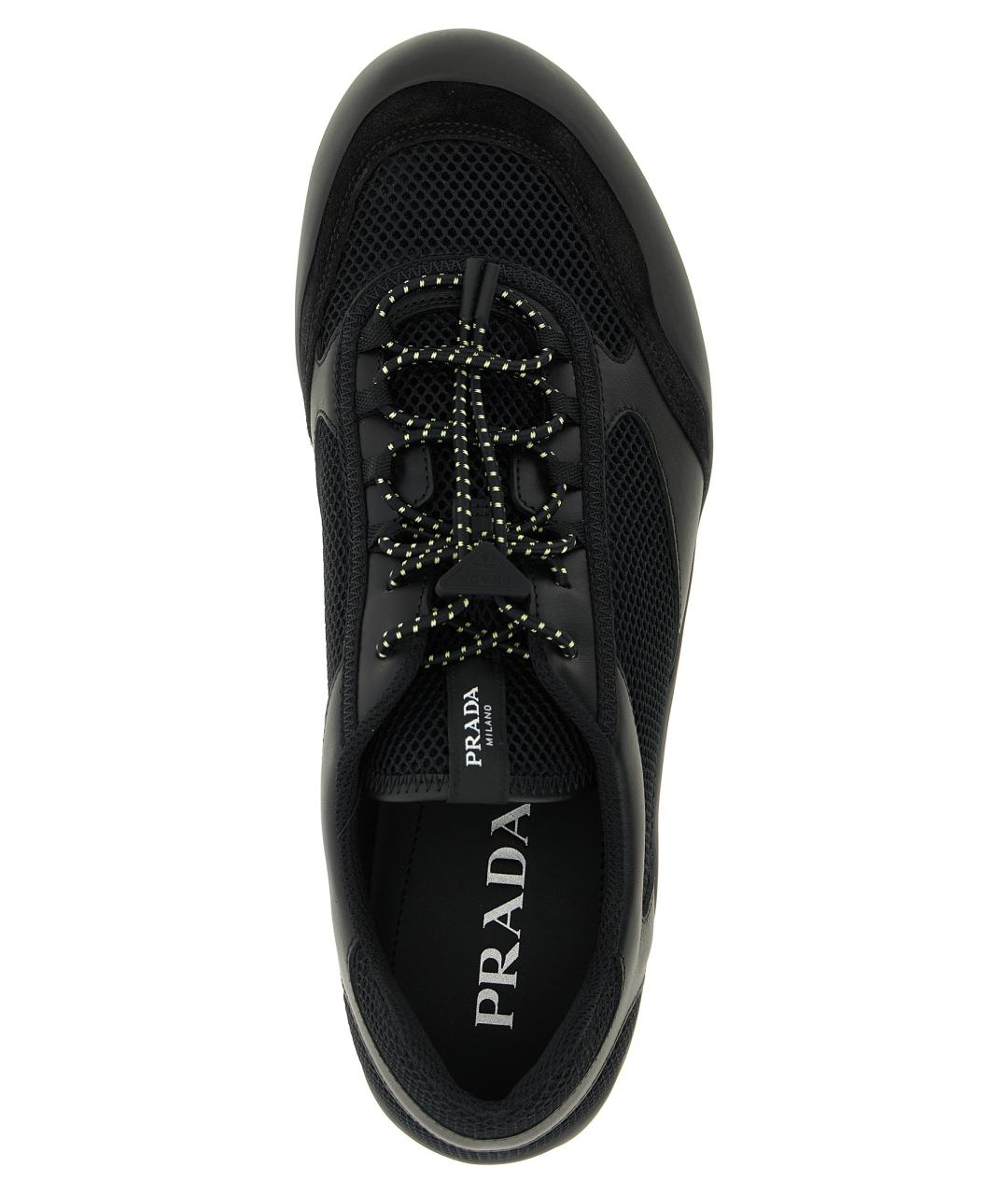 PRADA Черные кожаные низкие кроссовки / кеды, фото 4