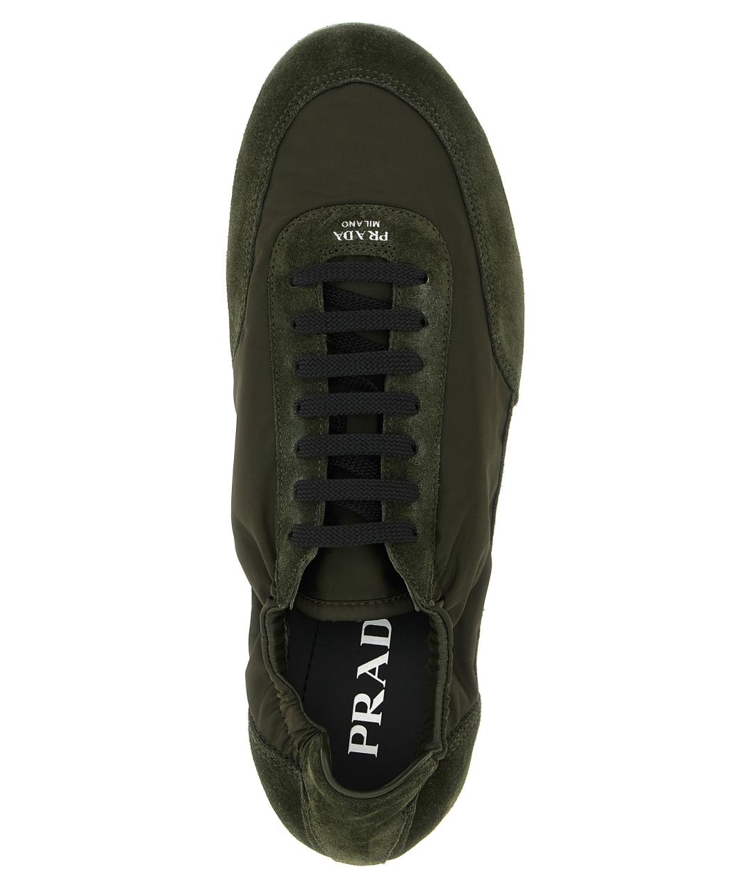 PRADA Зеленые текстильные низкие кроссовки / кеды, фото 4