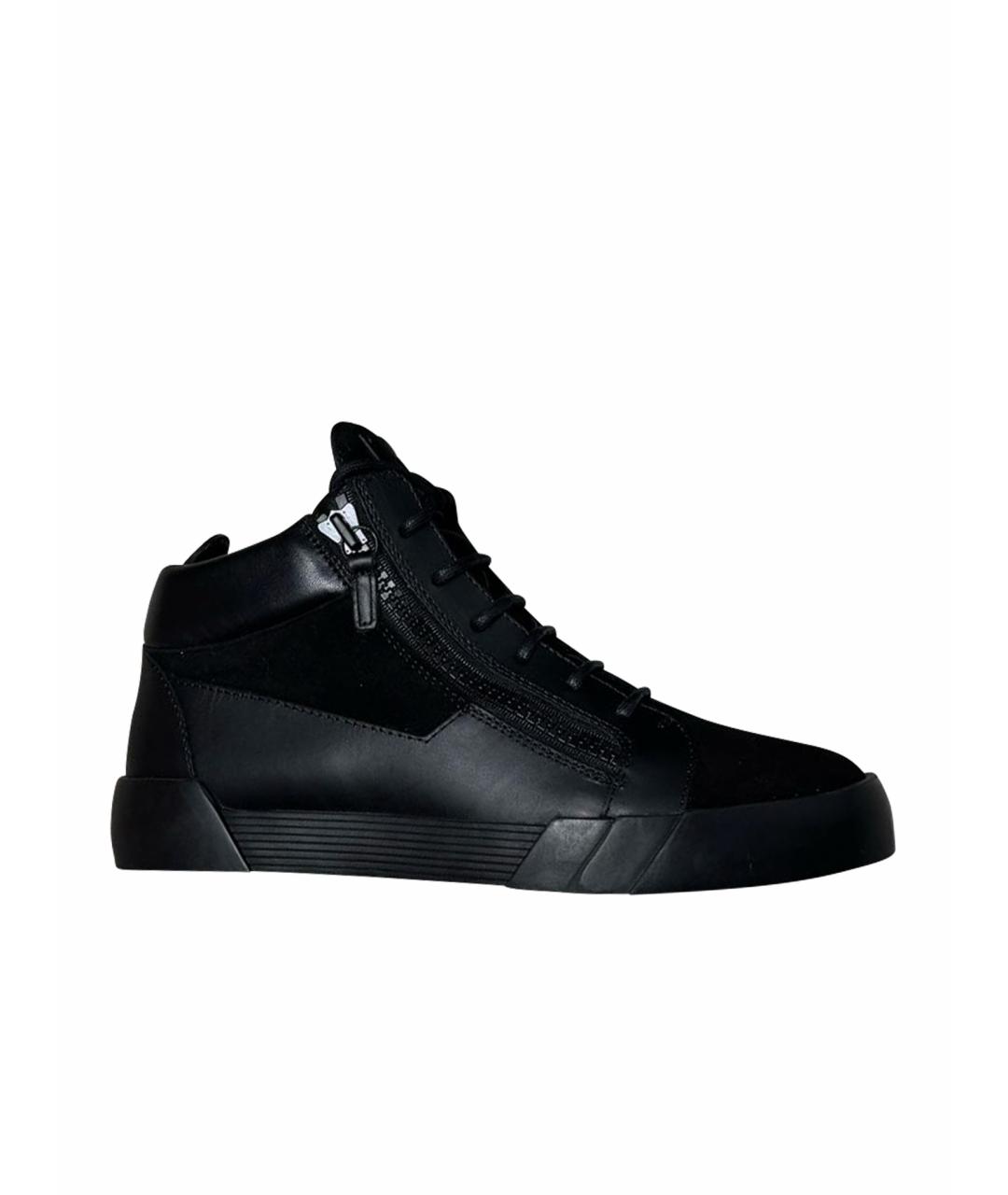 GIUSEPPE ZANOTTI DESIGN Черные кожаные кеды, фото 9