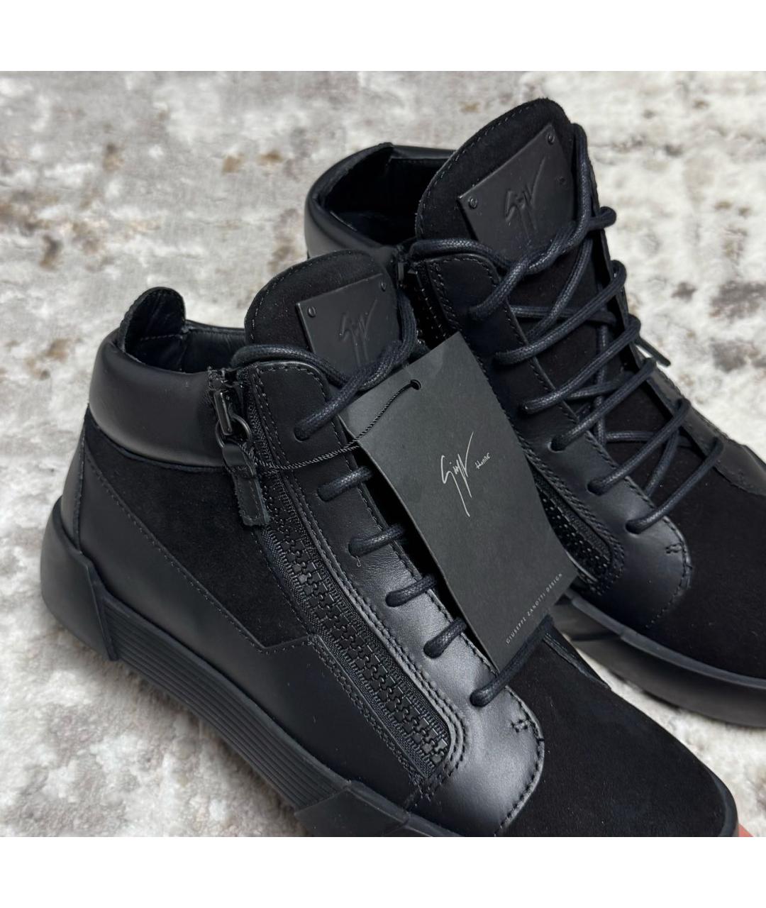 GIUSEPPE ZANOTTI DESIGN Черные кожаные кеды, фото 5