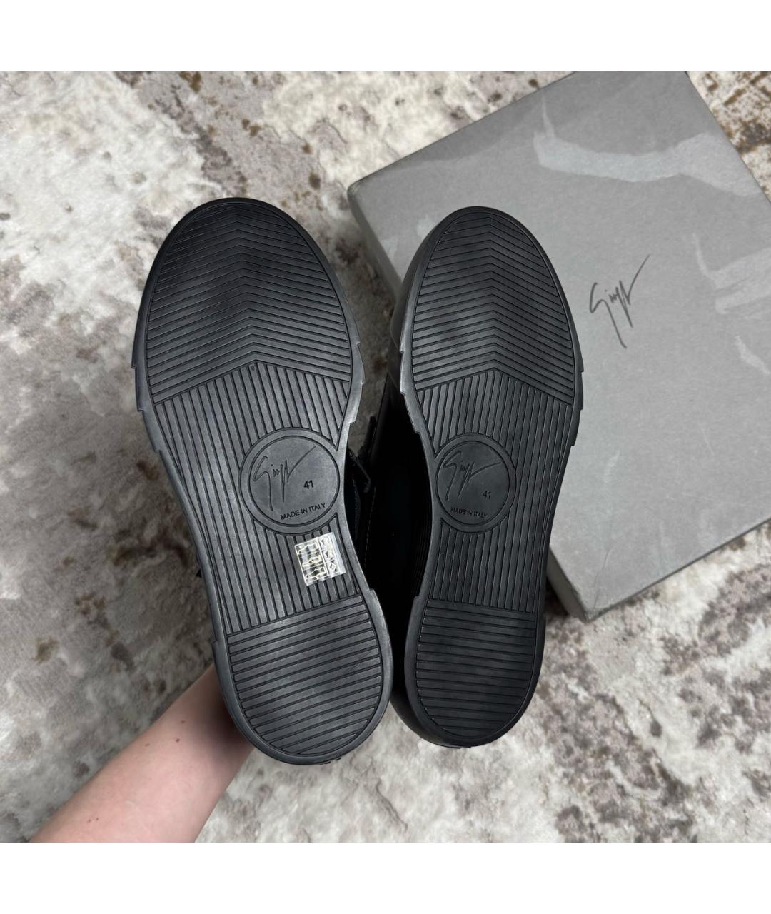 GIUSEPPE ZANOTTI DESIGN Черные кожаные кеды, фото 6