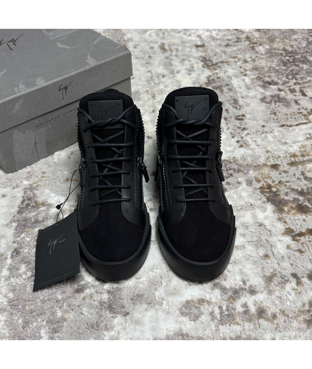 GIUSEPPE ZANOTTI DESIGN Черные кожаные кеды, фото 8