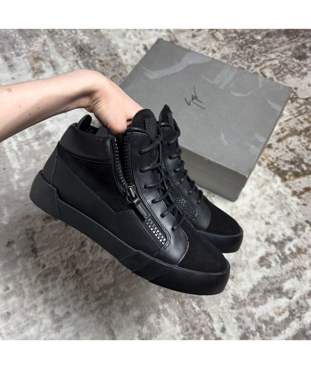 GIUSEPPE ZANOTTI DESIGN Черные кожаные кеды, фото 2