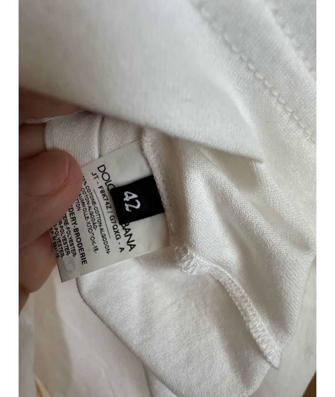 DOLCE&GABBANA Белая хлопковая футболка, фото 5