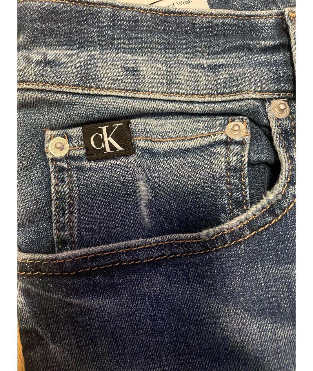 CALVIN KLEIN Синие хлопко-полиэстеровые джинсы скинни, фото 4