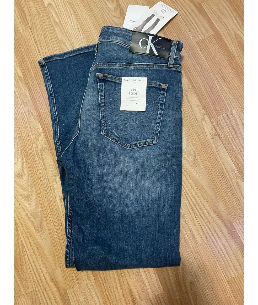 CALVIN KLEIN Синие хлопко-полиэстеровые джинсы скинни, фото 5