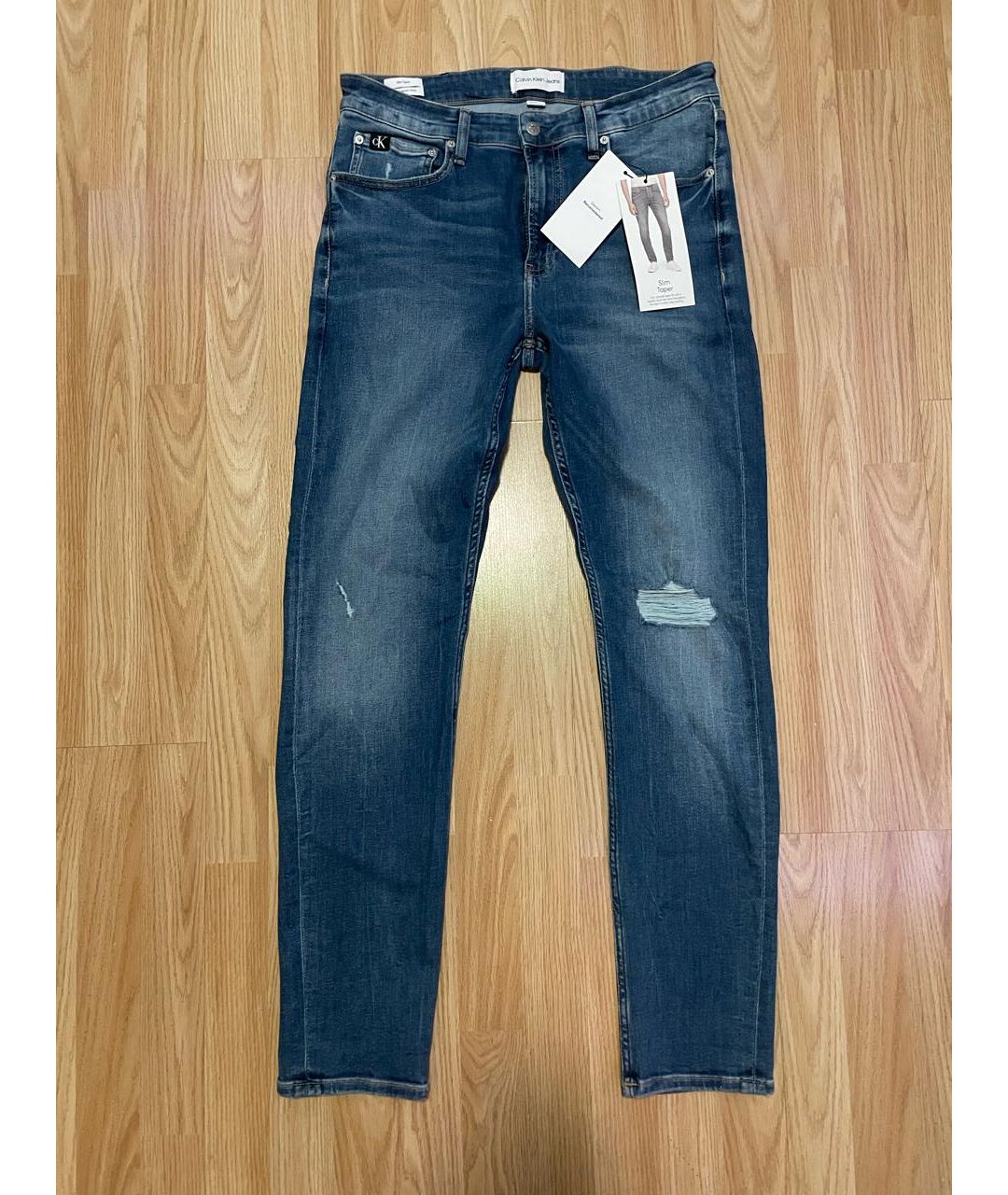 CALVIN KLEIN Синие хлопко-полиэстеровые джинсы скинни, фото 6