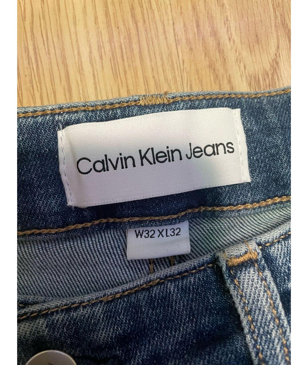 CALVIN KLEIN Синие хлопко-полиэстеровые джинсы скинни, фото 3