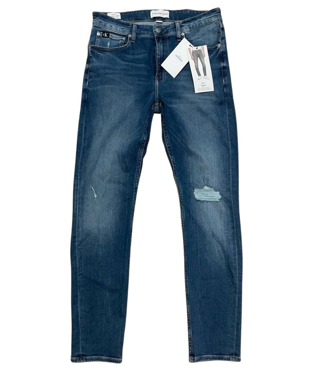 CALVIN KLEIN Синие хлопко-полиэстеровые джинсы скинни, фото 1