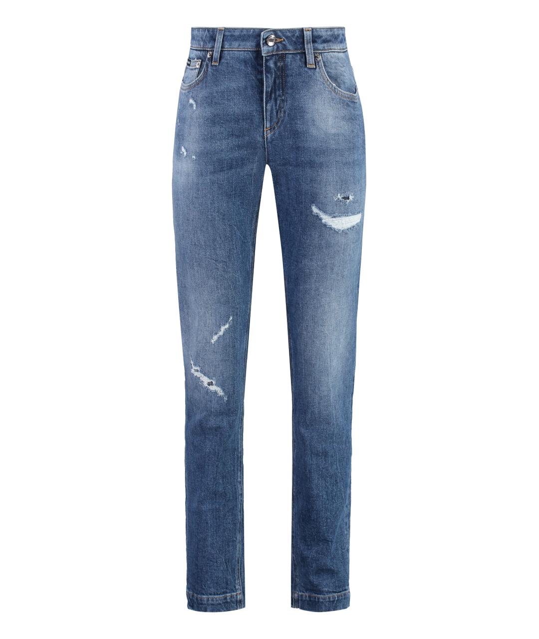 DOLCE&GABBANA Синие хлопковые прямые джинсы, фото 1