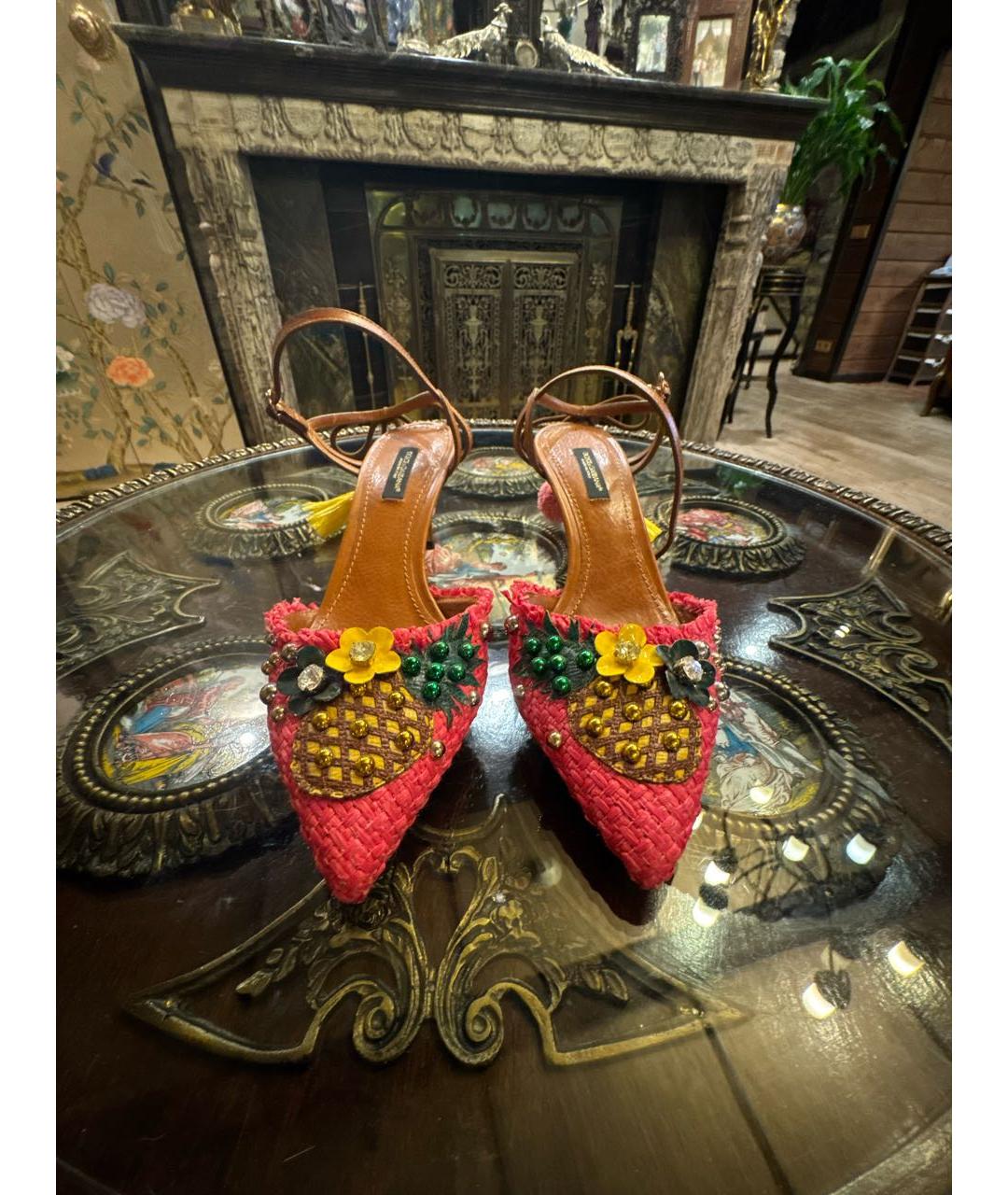 DOLCE&GABBANA Розовые кожаные босоножки, фото 2