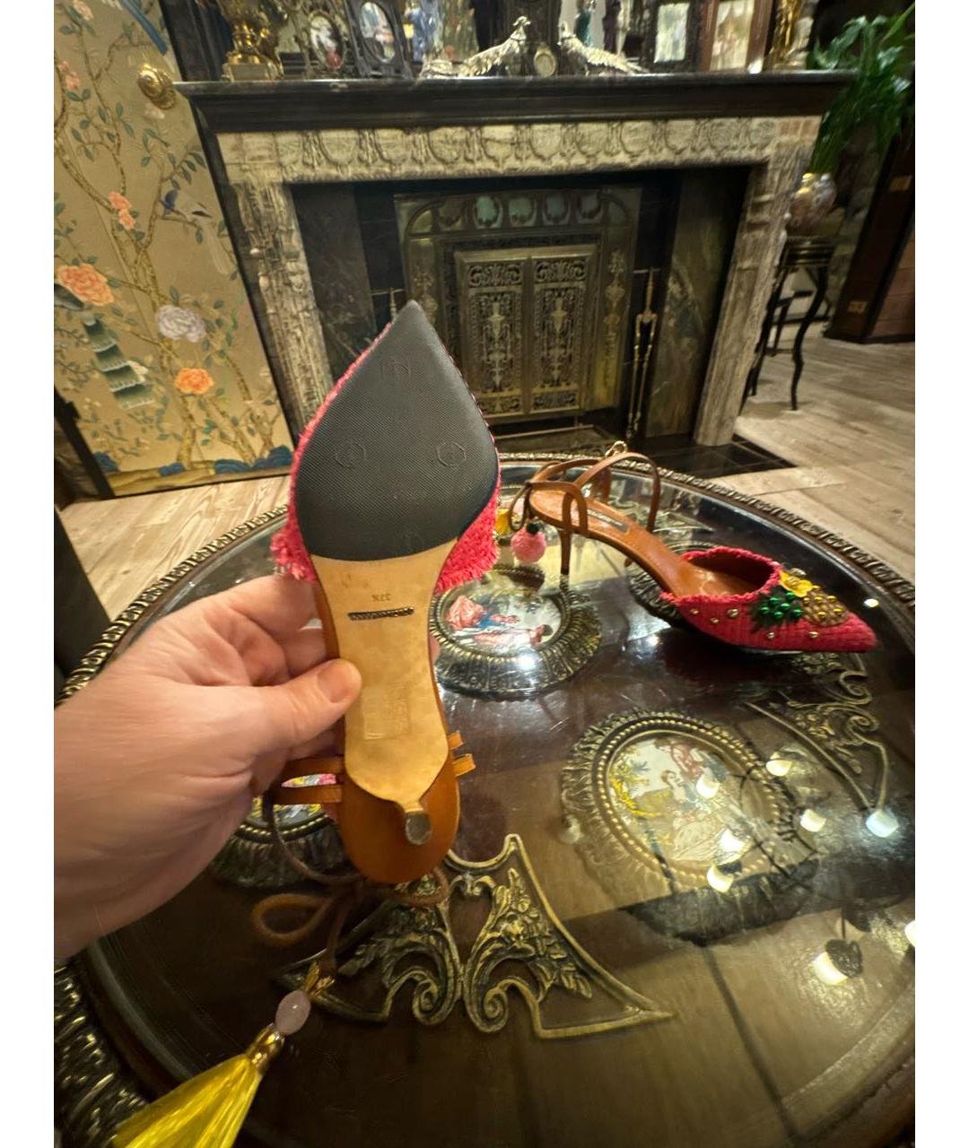 DOLCE&GABBANA Розовые кожаные босоножки, фото 6