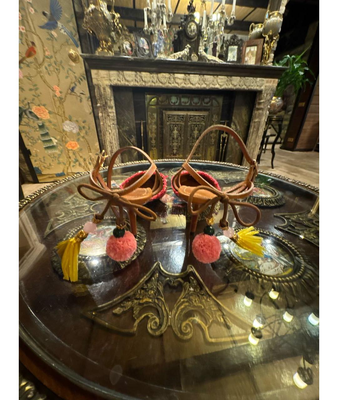 DOLCE&GABBANA Розовые кожаные босоножки, фото 4