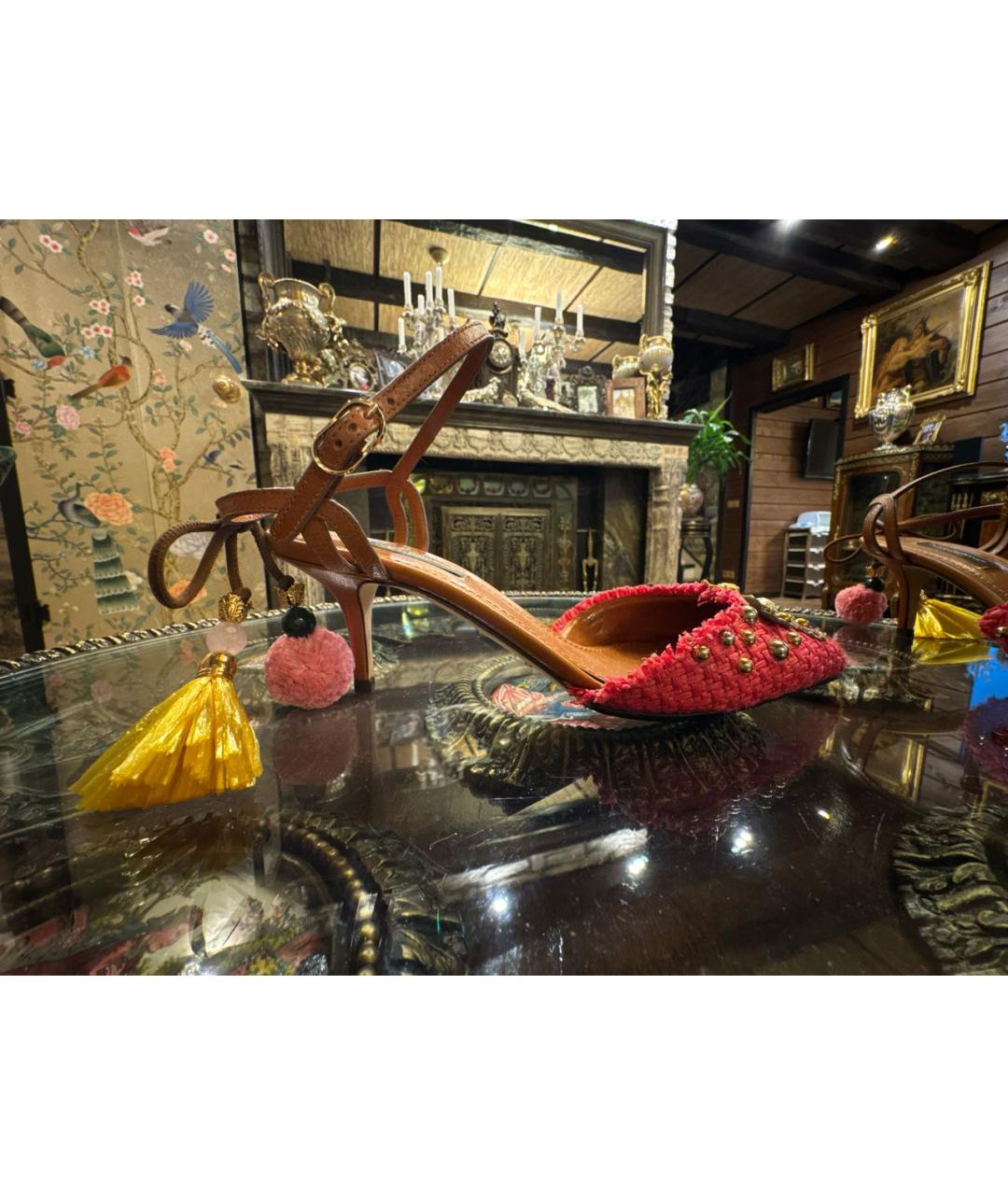 DOLCE&GABBANA Розовые кожаные босоножки, фото 9