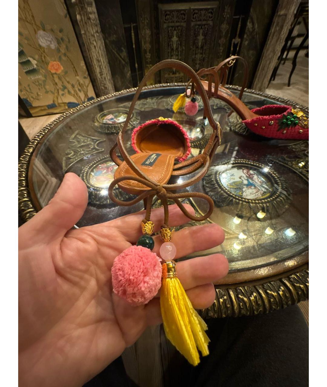 DOLCE&GABBANA Розовые кожаные босоножки, фото 8