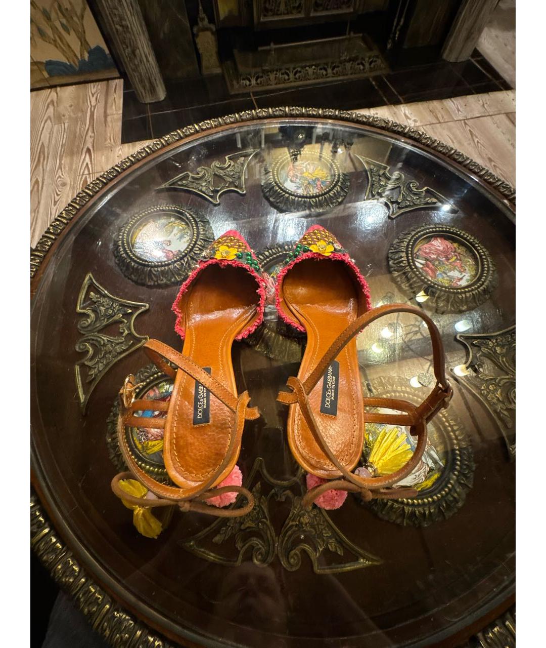 DOLCE&GABBANA Розовые кожаные босоножки, фото 3