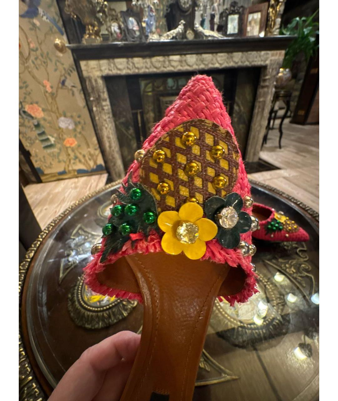 DOLCE&GABBANA Розовые кожаные босоножки, фото 7