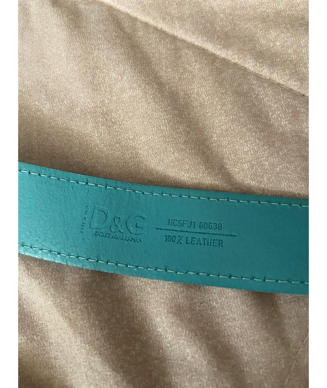 DOLCE&GABBANA Голубой кожаный ремень, фото 3